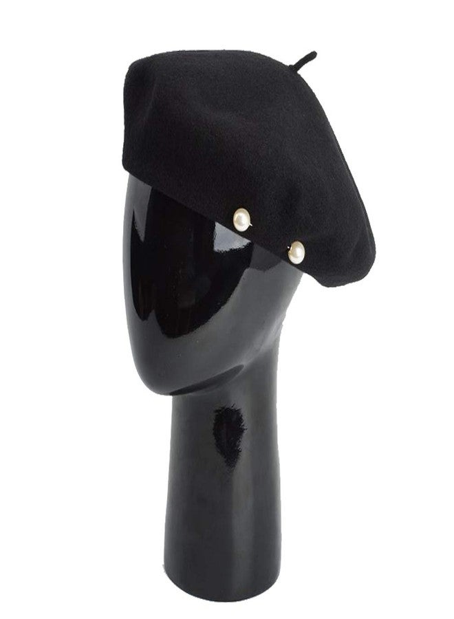 DECOU Solid Color Pearls Simple Combined Classic French Artist Beret Hat 100% Wool - Image 2
